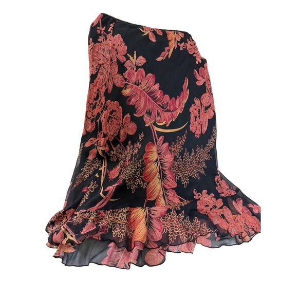 Y2K Jonathan Martin Studio Floral Silk Midi Skirt M Asymmetrical Whimsigoth - Picture 7 of 9